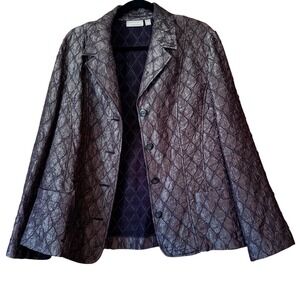 Croft & Barrow Blazer Jacket‎ Womens L Gray Quilted Button Front Career Coat